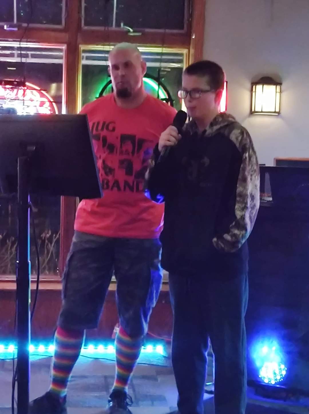 Man and son singing