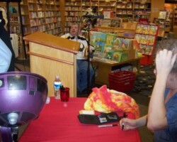 Aaron Allston at the table with a marker